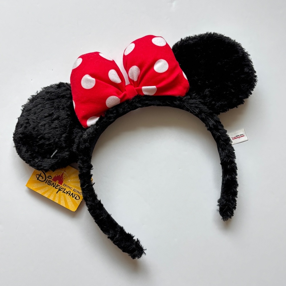 Minnie Mouse Ears from Disneyland Hong Kong - Red Polka Dot Bow Headband BNWT
